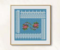 Roses ornament Cross Stitch biscornu pattern pdf - Rose Ornament Embroid... - $6.59