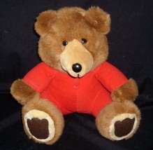 14&quot; Vintage 1988 R Dakin Brown Long John Red Teddy Bear Stuffed Animal Plush Toy - £41.89 GBP