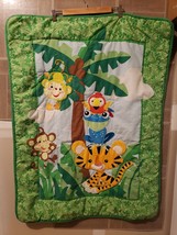 Fisher Price Jungle Animals Reversible Baby Toddler Blanket - 31 x 40 - $18.97