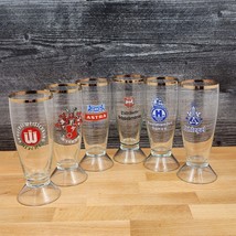 German Classic Beer Pilsner Stemmed Glasses With Gold Rims Set Of 6 - £56.94 GBP