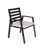 LeisureMod Mid-Century Modern Patio Dining Armchair  Black Aluminum Fra... - €196,11 EUR