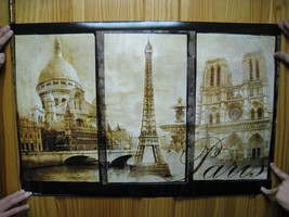 Paris poster old Paris retro window shot Notre Dame Eiffel Tower-
show o... - $44.92