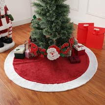 Holiday Time Classic Plush Red White 48&quot; Christmas Tree Skirt Base Cover... - £23.44 GBP
