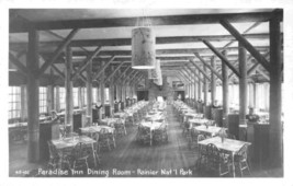 Paradise Inn Dining Room Interior Rainier National Park Washington RPPC postcard - £6.95 GBP
