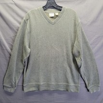 Vintage LL Bean Mens Size M O RL85 Green V-Neck Cotton Long-Sleeve Sweater - £15.36 GBP