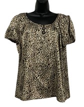 CATO Tunic Blouse Animal Print Brown Button Accent Size L - £8.37 GBP