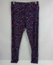 New LuLaRoe Tall &amp; Curvy Leggings Purple With Pink, Blue, &amp; Orange Aztec Design - £8.52 GBP