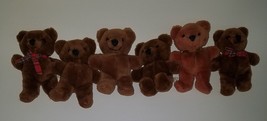 6 VTG Dakin 1983 Brown 6&quot; Teddy Bear Plush Lot Stuffed Animal Toy Lovey - £39.69 GBP