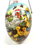 Vintage Paper Mache Easter Egg Candy Container Large 6&quot;x3.5&quot; Ducks Chick... - €28,07 EUR