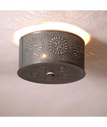 Round Tin Ceiling Light with punched Chisel - 2 Light - £51.50 GBP