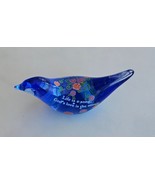 Hand Blown Glass Bluebird of Happiness Paperweight Life Is A Song Floral... - €9,35 EUR