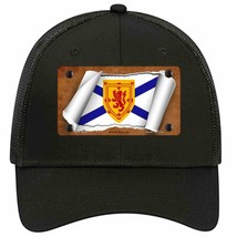 Nova Scotia Flag Scroll Novelty Black Mesh License Plate Hat - £22.77 GBP