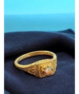 Vintage 18K Gold-Filled Signet Ring Faux Stone Ornate Engraved 1930s-50s - $67.04