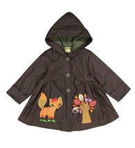 Girls Fox Applique Hooded Coat / Fox Patchwork Swing Overcoat / Kids Outerwear. - £35.18 GBP