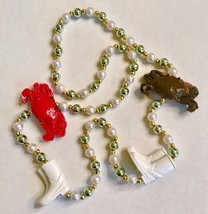 Mardi Gras Bead Necklace Crabs And Boots New Orleans Lafayette 21 Inches - £25.57 GBP