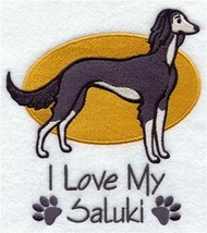 I Love My Saluki Dog Embroidered waffle kitchen towel  - $15.45