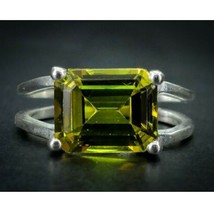 3.50CT Simulated Peridot Solitaire Engagement Vintage Ring Sterling Silver - £95.26 GBP