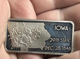 The Hamilton Mint .999 Sterling Silver One Troy Ounce Iowa State Ingot - £63.16 GBP