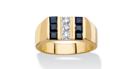 Mens 1.69 Tcw Blue Sapphire 14K Gold Square Cut Gp Ring Size 8 9 10 11 12 13 - £120.54 GBP