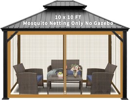Gazebo Universal Replacement Mosquito Netting, QXCSF Outdoor Gazebo 10’ x 10’ - £35.39 GBP