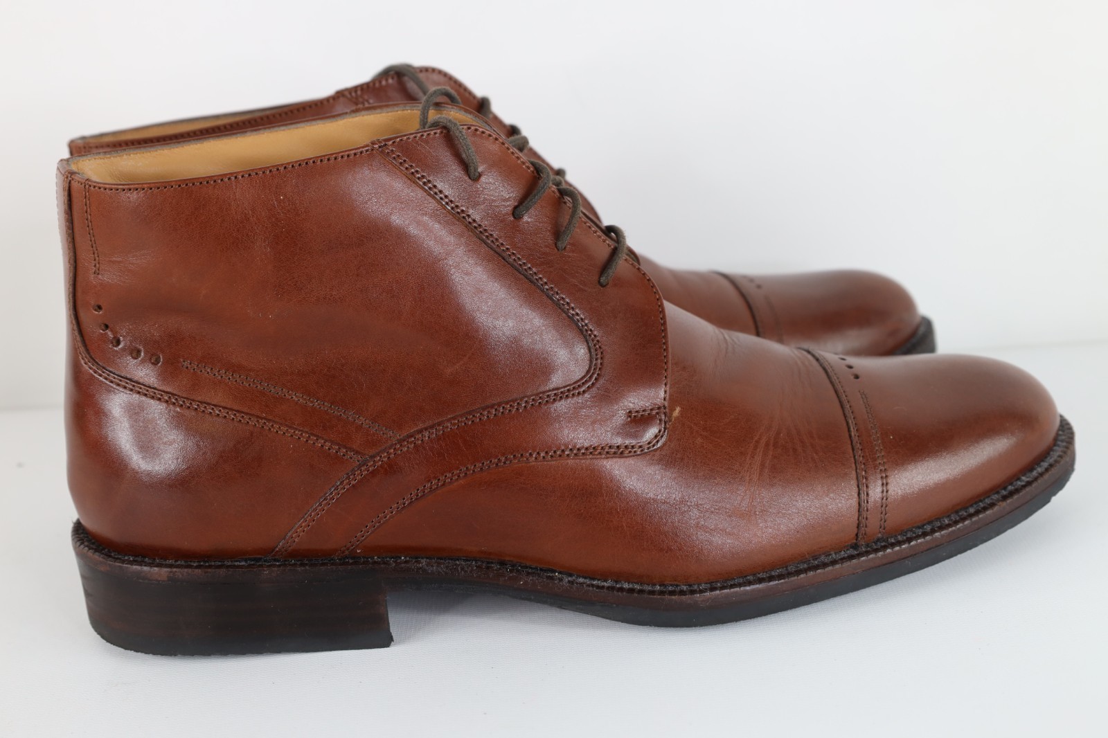 Johnston & Murphy Mens 10 Sheepskin Leather Toe Cap Chukkas Chukka Boots Brown Item image 4