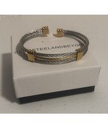 Cool Steel And Beyond Adjustable Cuff Two Tone Silver And Gold Bangle Br... - $24.36 CAD