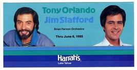 Tony Orlando and Jim Stafford at Harrah&#39;s Lake Tahoe Postcard 1986  - £8.79 GBP
