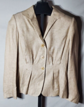 Lafayette 148 Brown Beige Linen Blend Jacket Blazer Size 6 - £22.18 GBP