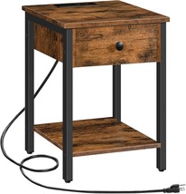 Rustic Brown Bf401Bz01 By Hoobro Nightstand, End Table With Charging Station And - £72.95 GBP