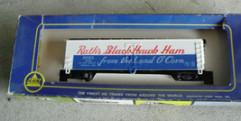 Vintage AHM HO Scale Rath&#39;s Black Hawk Ham Reefer Car MIB 5296 - £14.24 GBP