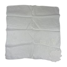 Vintage White Roses Layered Handkerchief Hanky Embroidered White Flowers... - £11.15 GBP