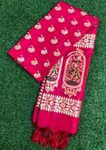 Pink &amp; Gold Indian Banarasi Dupatta Viscose silk, Bridesmaid Gits Veil, DP958 - £14.08 GBP