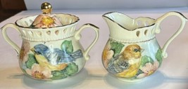 I. Godinger &amp; Co Birds And Flowers Creamer and Sugar Bowl Set Porcelain ... - £30.37 GBP