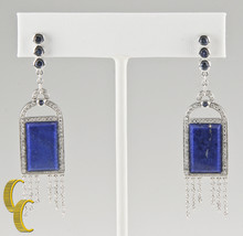 Badgley Mischka 18k White Gold Diamond, Iolite, Blue Lapis Earrings Great Gift - $4,939.72