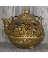 Vintage Footed Yellow Embossed Fruit Metal Handle Japan Teapot Majolica ... - €21,51 EUR