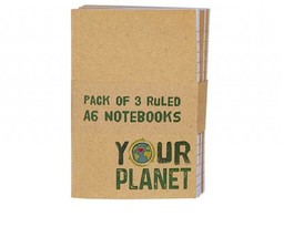 A6 Eco Kraft Ruled Notebook Set Of 3 Planet Eco Friendly Quality Ruled Paper - £3.90 GBP