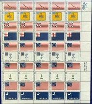 Historic Flag Series Sheet of Fifty 6 Cent Postage Stamps Scott 1345-54 - £10.40 GBP