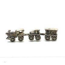 Vintage Sterling Silver Statue Sculpture Connected Trio Set Of Train Miniature - £42.99 GBP