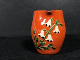 redware pottery creamer Lily of the valley Vintage pottery - $13.85