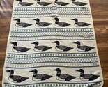 Vintage 1987 LL Bean Woven Tapestry Throw Blanket Lake Loons Pastel Shad... - $75.99