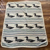 Vintage 1987 LL Bean Woven Tapestry Throw Blanket Lake Loons Pastel Shades 47x59 - £60.89 GBP