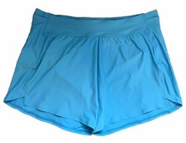 Lands End Swim Shorts Plus Size 1X (16W-18W) Aqua Blue Solid Built In Briefs NEW - £26.31 GBP