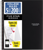 Spiral Notebook + Study App, 5 Subject, College Ruled Paper, 8-1/2" X 11... - $10.42