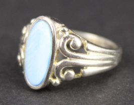 Vintage Estate Sale! Sterling Silver Gemstone Blue Quartz Womens Ring 925 Size 9 - £27.19 GBP