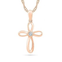 0.07CT Corte Redondo Moissanita 14K Chapado en Oro Rosa Infinito Collar ... - £163.59 GBP