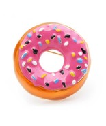 DONUT BROOCH 1&quot; Fun Enamel Pink Frosted Sprinkles Doughnut Pin High Qual... - £9.45 GBP