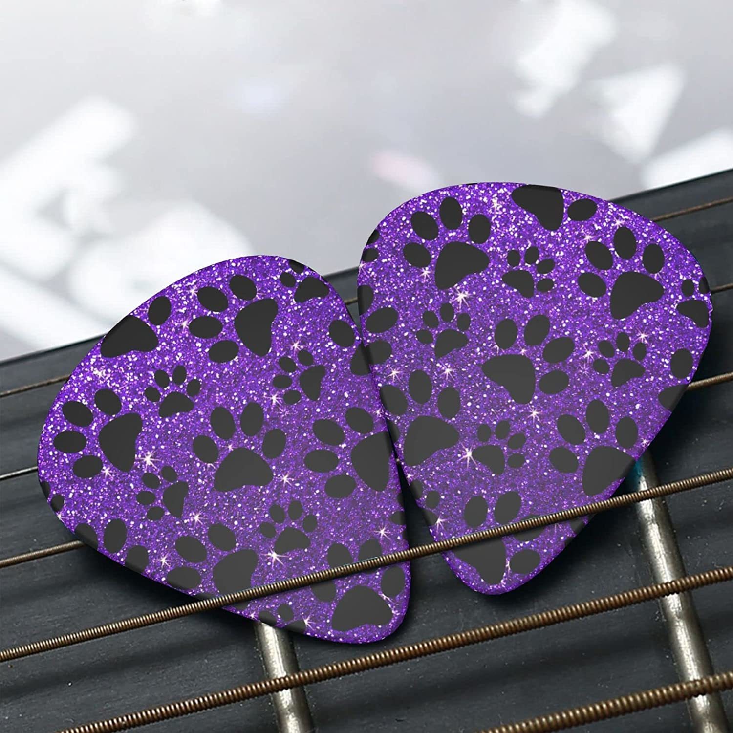 Purple Glitter Pattern Dog Paws Guitar Picks For Acoustic Electric Guita... - $29.97