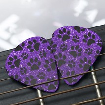 Purple Glitter Pattern Dog Paws Guitar Picks For Acoustic Electric Guitar Medium - £23.18 GBP