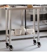 vidaXL Kitchen Work Table with Wheels 32.5&quot;x11.8&quot;x33.5&quot; Stainless Steel - $477.75 CAD