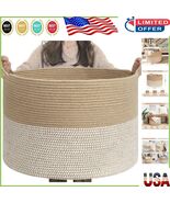 Stylish 90L Cotton &amp; Jute Storage Basket with Handles for Home Organization - $959.90 MXN